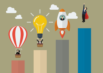 Bar graph with businessmen startup