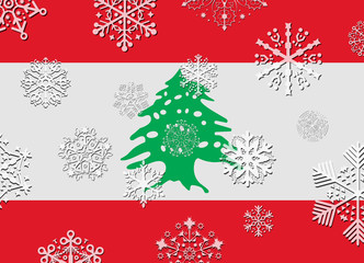 Naklejka na ściany i meble lebanon flag with snowflakes