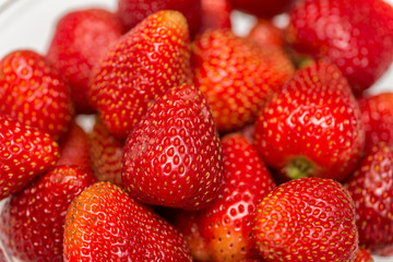 Strawberries arranged on the display