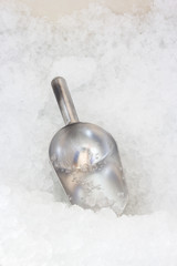 Metal spoon and ice cube