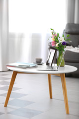 Comfortable workplace at home with laptop