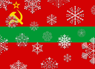 Naklejka na ściany i meble transnistria flag with snowflakes