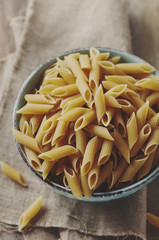 Integral raw pasta on the table