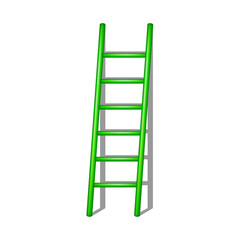 Wooden ladder in green design with shadow