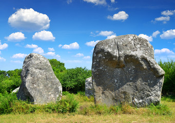 Megalithic monuments menhirs in Carnac,Brittany, France