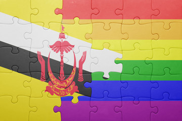 puzzle with the national flag of brunei and gay flag