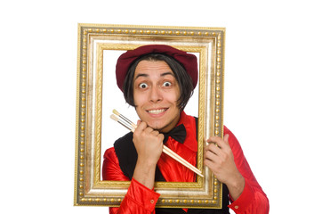 Fototapeta premium Funny artist isolated on white