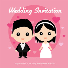 Cute happy groom and bride
