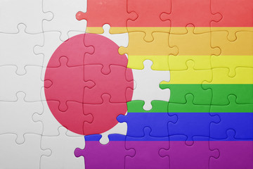 puzzle with the national flag of japan and gay flag