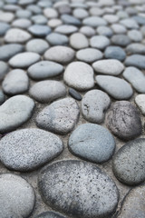 Blur background image of old cobblestone road