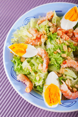 Mediterranean salad with shrimps and eggs