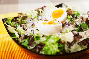 Salad with lettuce and eggs