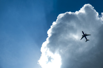 Fototapeta na wymiar Airplane in the clouds
