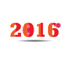 Happy new year 2016 text design with flower