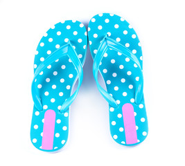 summer fashion blue Flip Flop Sandals Isolated on White backgrou