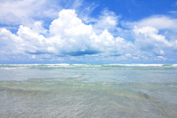 Sea and Blue sky with clouds in sunny day