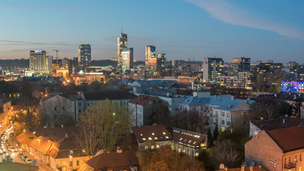Fototapeta na wymiar Aerial view of Vilnius, Lithuania, in the sunset