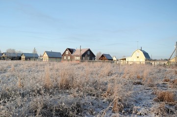 Зимний пейзаж, северная деревня