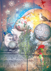 Dreams valley series with starry moon and snow flakes. © Rosario Rizzo