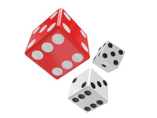 three dices on white