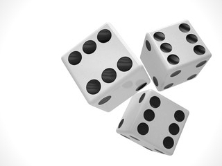 three dices on white