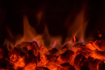 Papier Peint photo Lavable Flamme Hot coals in the fire