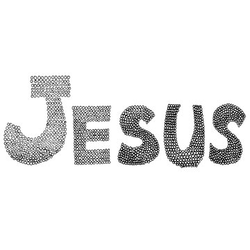 Illustration Jesus Name Line art black and white by little circle