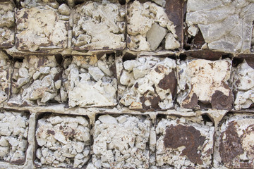 background texture gray wall of homemade bricks and cement