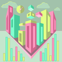 Creative abstract 3D city. Vector illustration.
