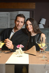 couple in love dining at an elegant restaurant