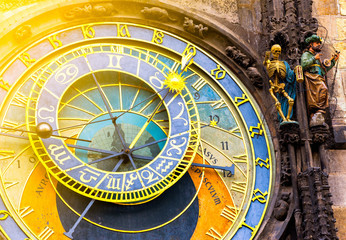 Astronomical Clock Orloj in the Old Square of Prague. Czech Repu
