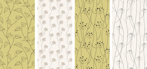 Set of seamless patterns backgrounds. Vector illustration.