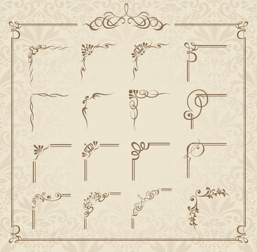 decorative gold frame set Vector