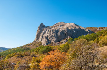 The tops of the Crimean mountains in autumn