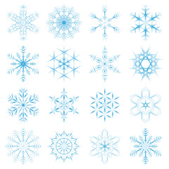 collection of blue snow flakes