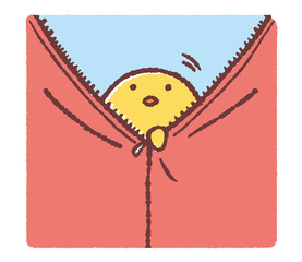 チャックの中から覗くヒヨコ © TAMAGO POTATO