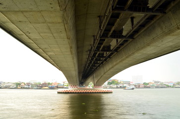 Bridge over river/Bridge over chao phraya river, bangkok city, thailand.
