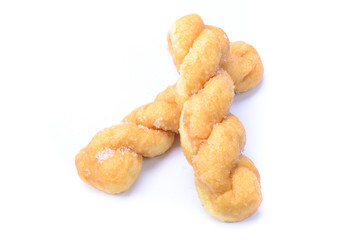 breads twists donut, isolated on white background