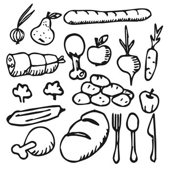 food vegetable fruit flat icon Doodle