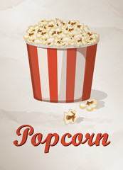 Grunge Cover for Fast Food Menu - Popcorn on vintage background. Vector illustration