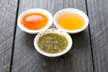 seafood, spice and sweet sauce