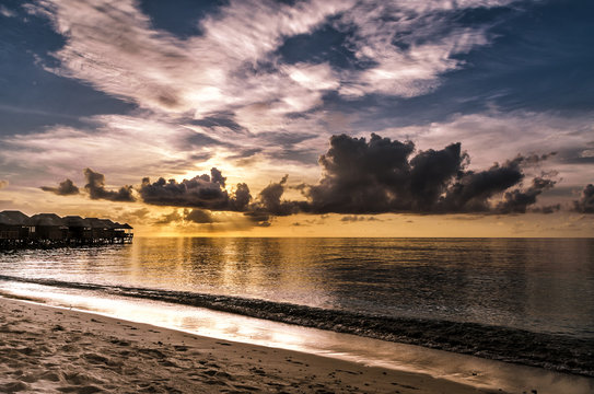 Maldives at sunset.