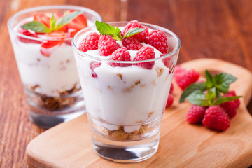 yogurt with muesli and berries