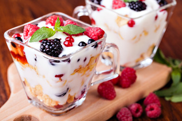 yogurt with muesli and berries