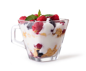 yogurt with muesli and berries