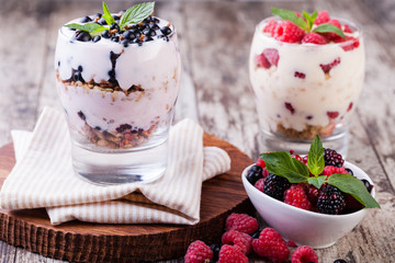 yogurt with muesli and berries