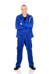 Naklejka premium Repairman holding wrench