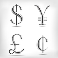 metal alloy currency signs set