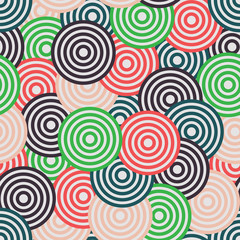 Different color circles seamless vector pattern design.