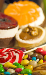 Image of various delicious sweets closeup